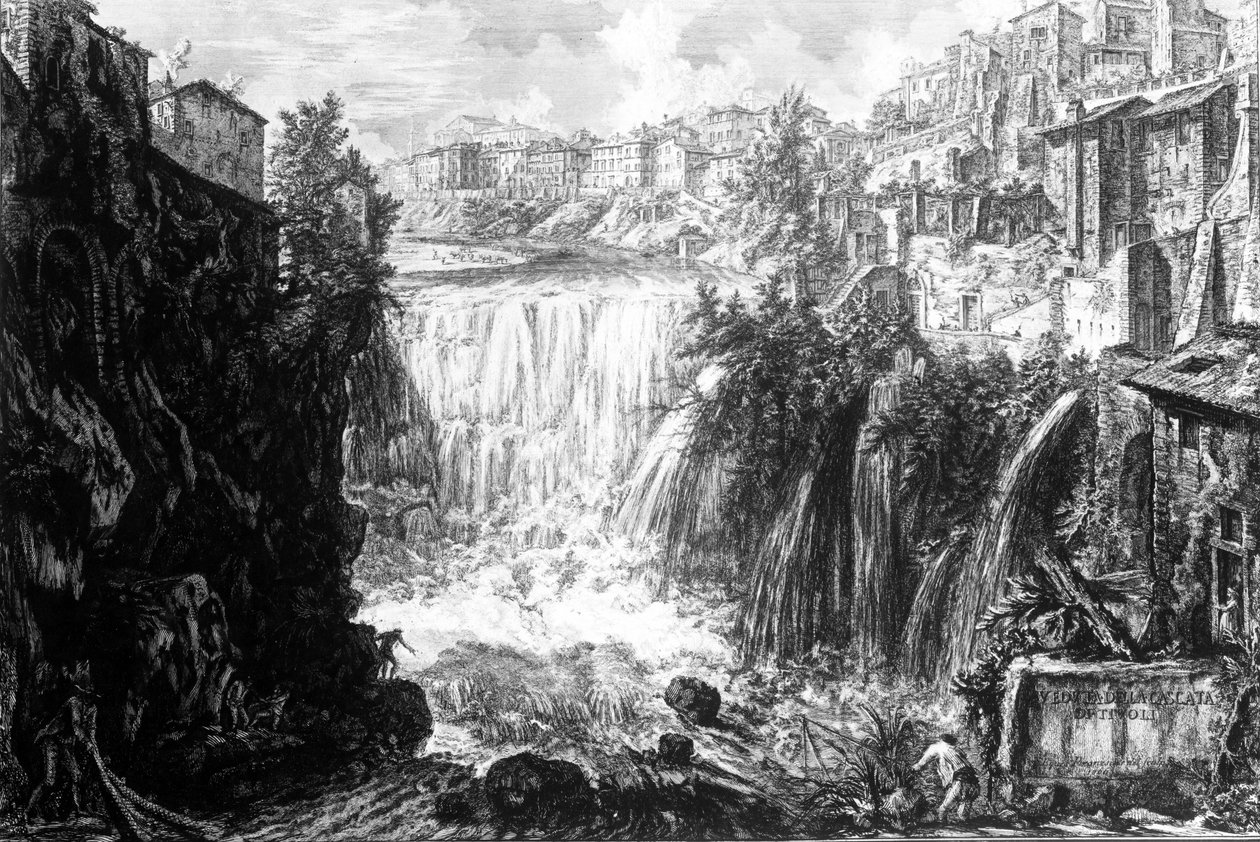 Ansicht des Wasserfalls in Tivoli, aus der Serie 'Ansichten von Rom ...