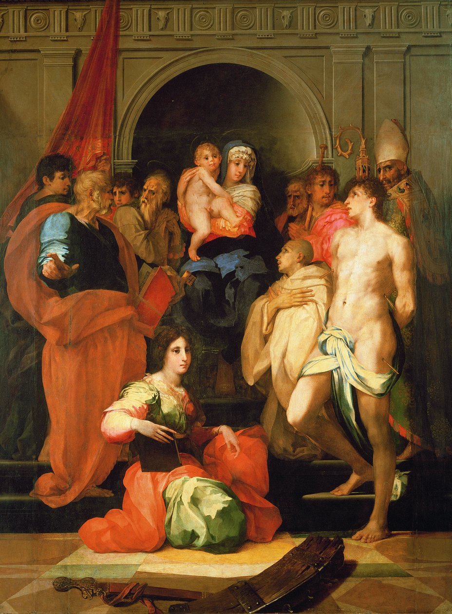 Madonna auf dem Thron mit zehn Heiligen von Giovanni Battista Rosso Fiorentino