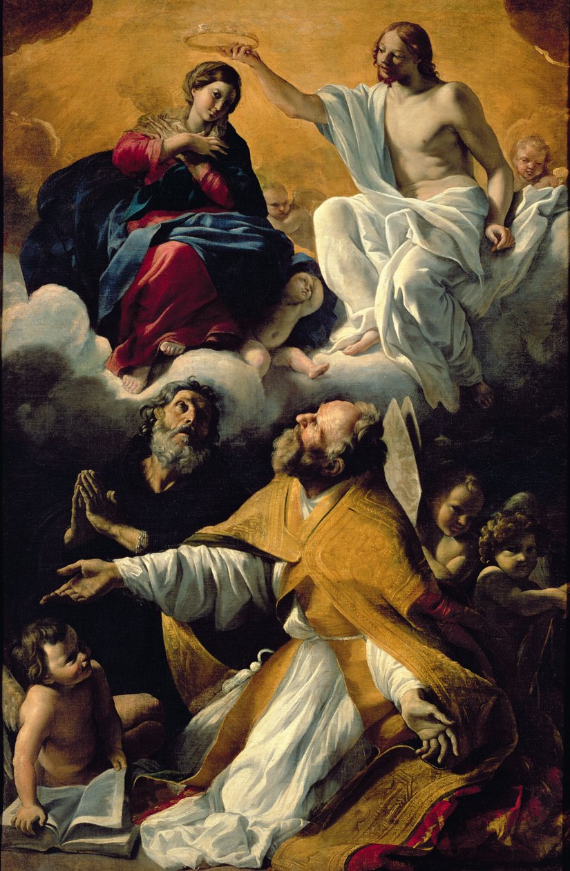 Die Krönung der Jungfrau mit den Heiligen Wilhelm von Aquitanien und Augustinus von Giovanni Lanfranco