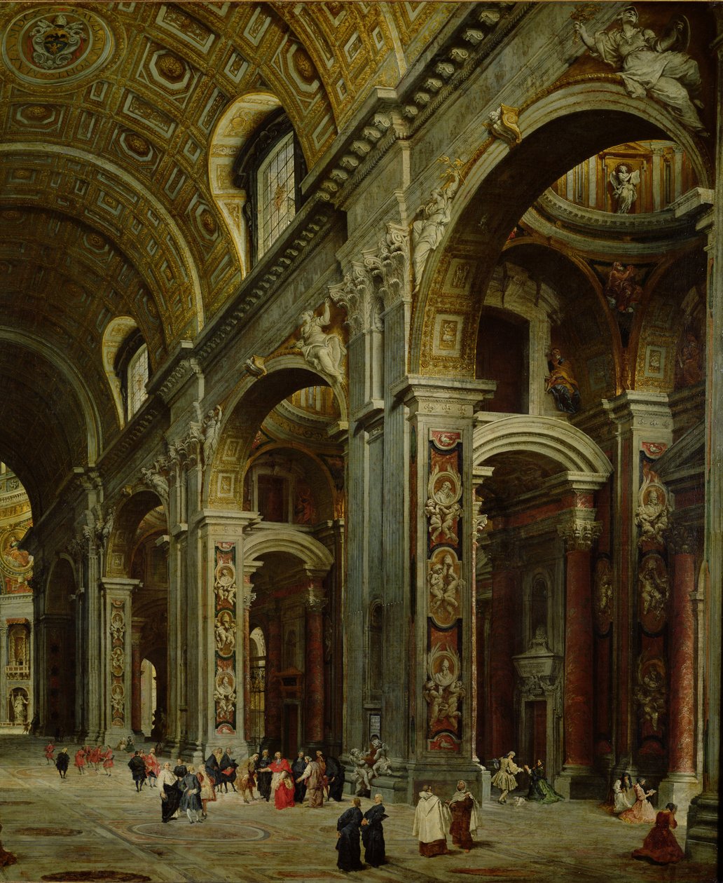 Kardinal Melchior de Polignac (1661-1742) besucht St. Peter in Rom (Detail) von Giovanni Paolo Pannini