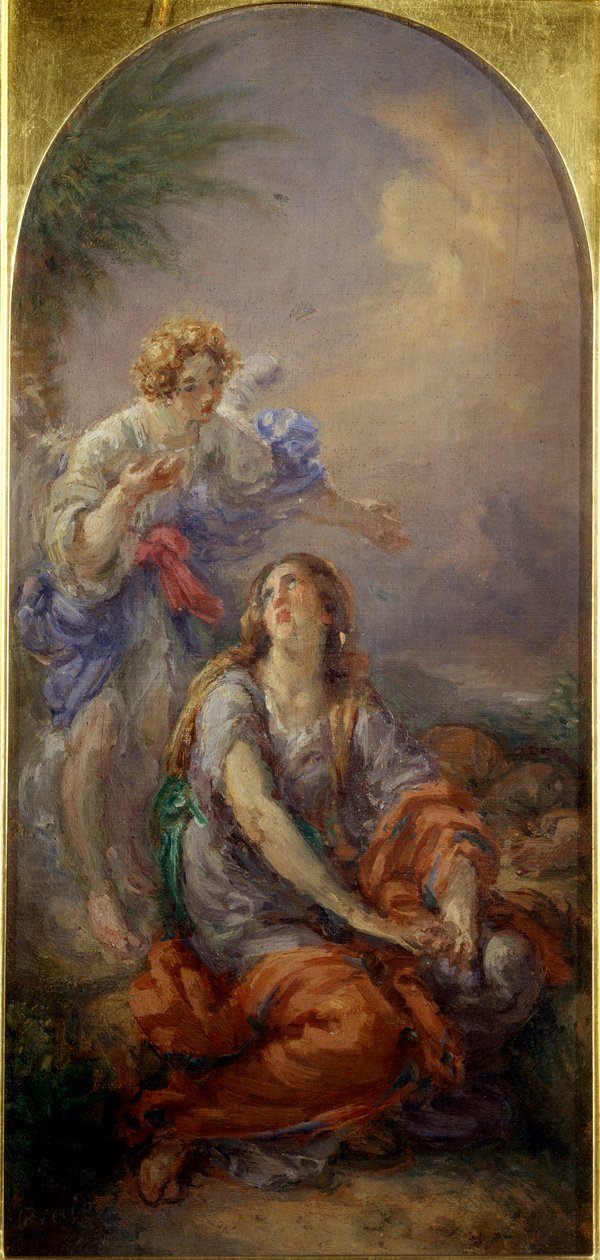 Hagar und der Engel in der Wüste von Giovanni Carnovali