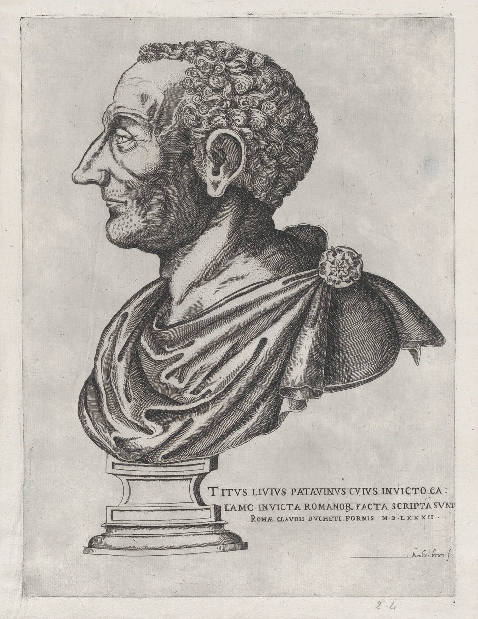 Speculum Romanae Magnificentiae: Büste von Livius, 1582 von Giovanni Ambrogio Brambilla