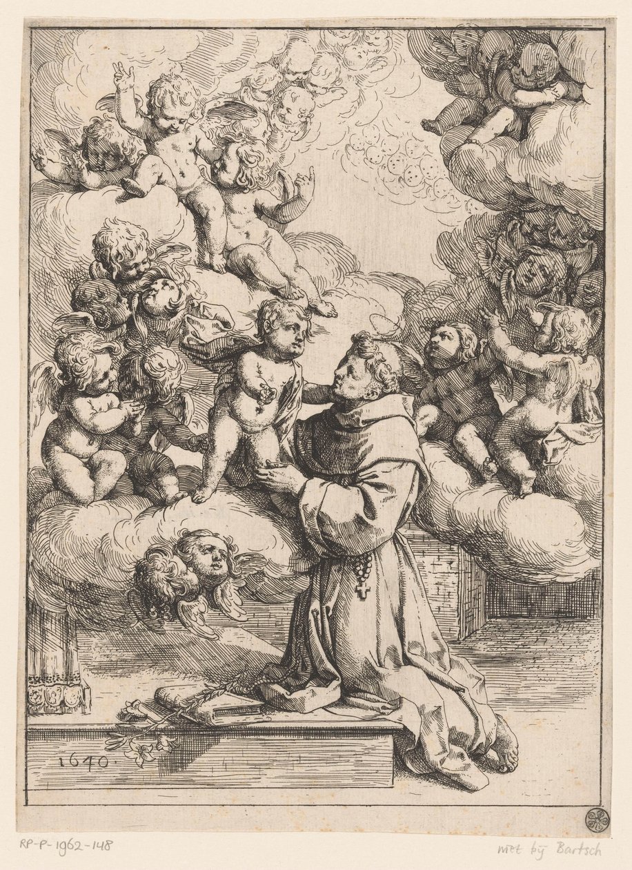 Der heilige Antonius von Padua mit dem Christuskind von Giovanni Andrea Podestà (attributed to)