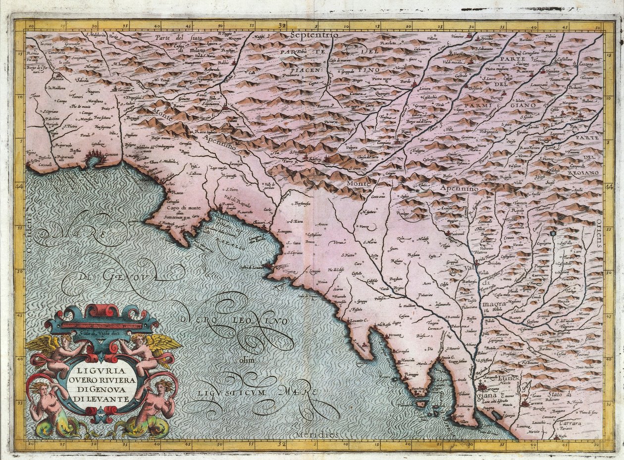 Karte der Region Ostligurien, von Giovanni Antonio Magini