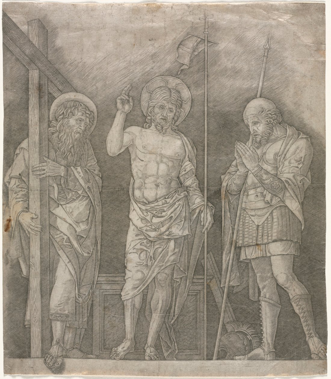 Der auferstandene Christus zwischen den Heiligen Andreas und Longinus von Giovanni Antonio da Brescia