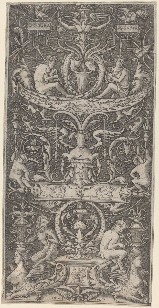 Ornamenttafel mit der Inschrift "Victoria Augusta" von Giovanni Antonio da Brescia after Nicoletto