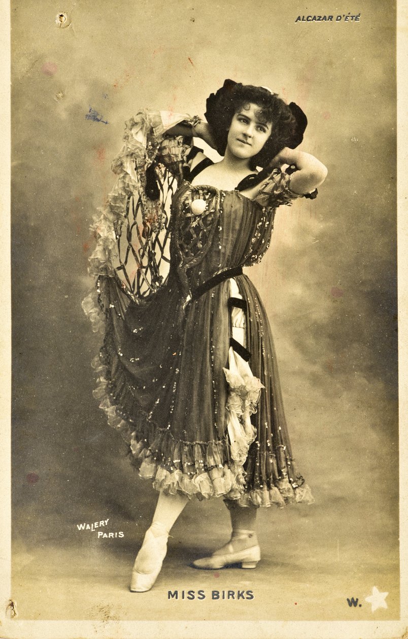 Postkarte: Sommer Alcazar - Porträt von Miss Birks, Varietékünstlerin von Phillipe de Marlier