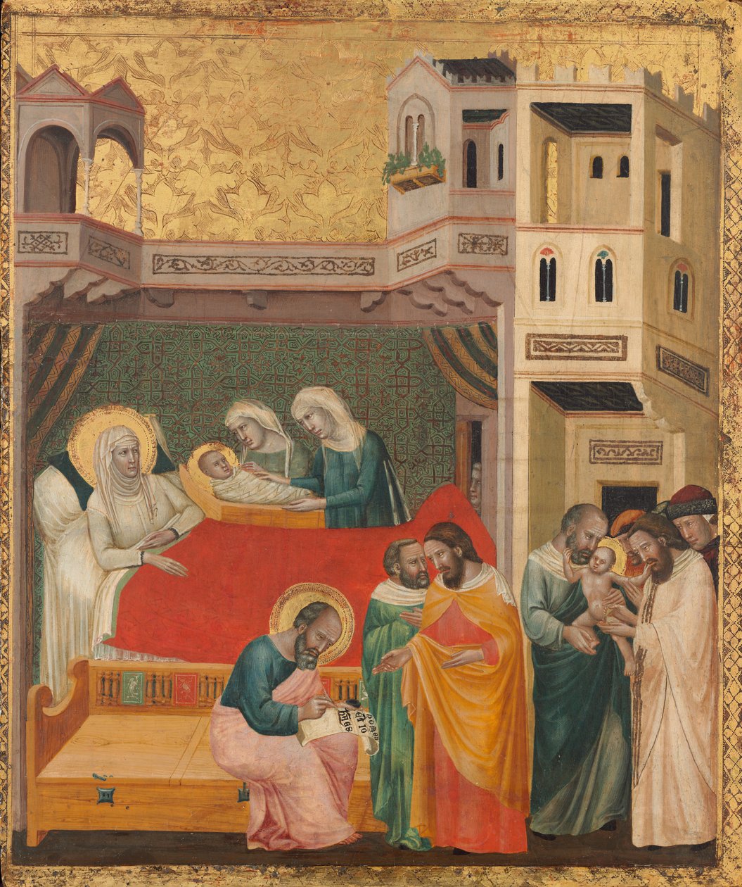 Die Geburt, Namensgebung und Beschneidung von Johannes dem Täufer, ca. 1335 von Giovanni Baronzio