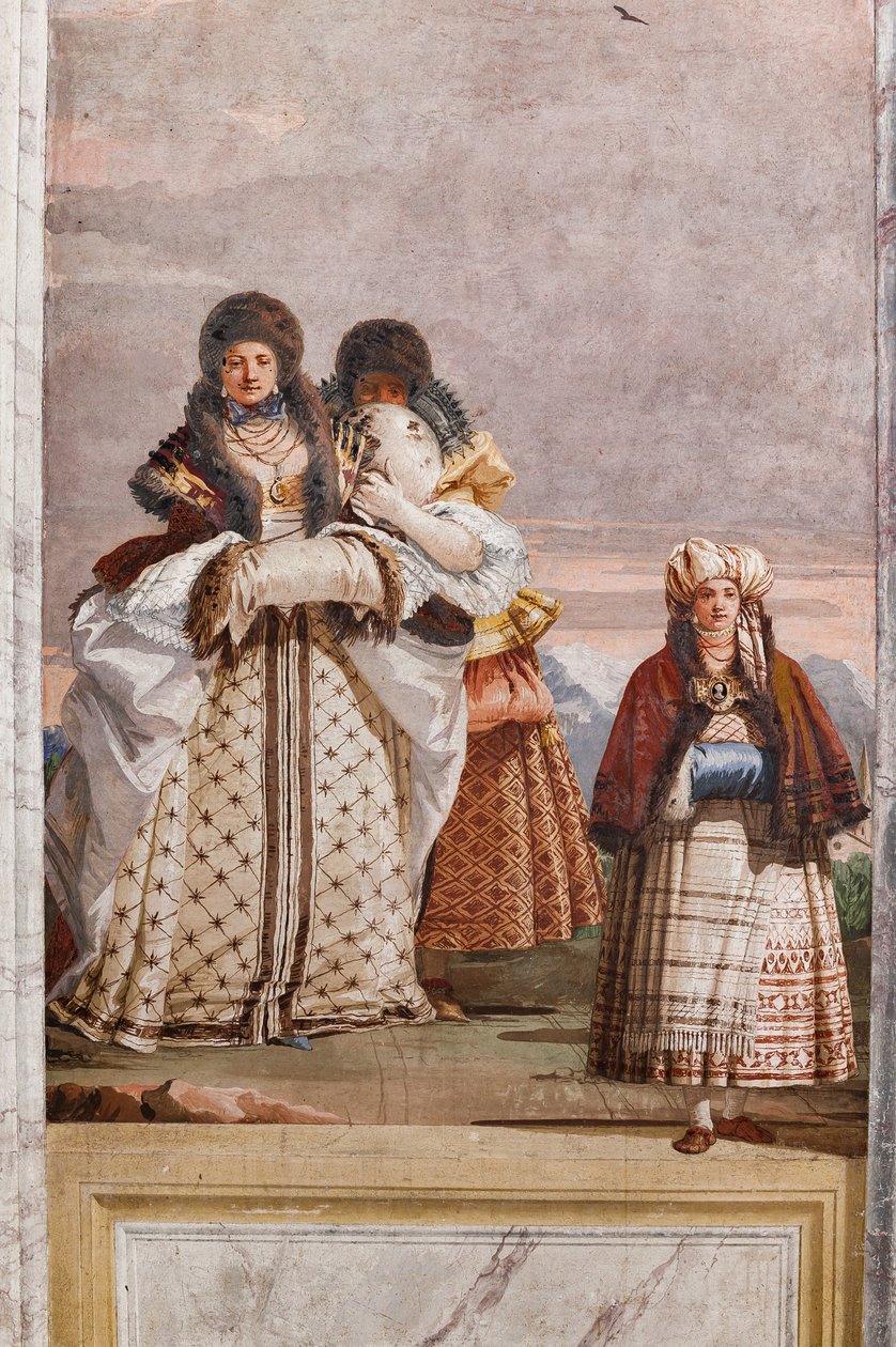 Gästeunterkünfte, Raum der falschen gotischen Architekturen: "Ein Winterspaziergang" von Giovanni Battista Tiepolo