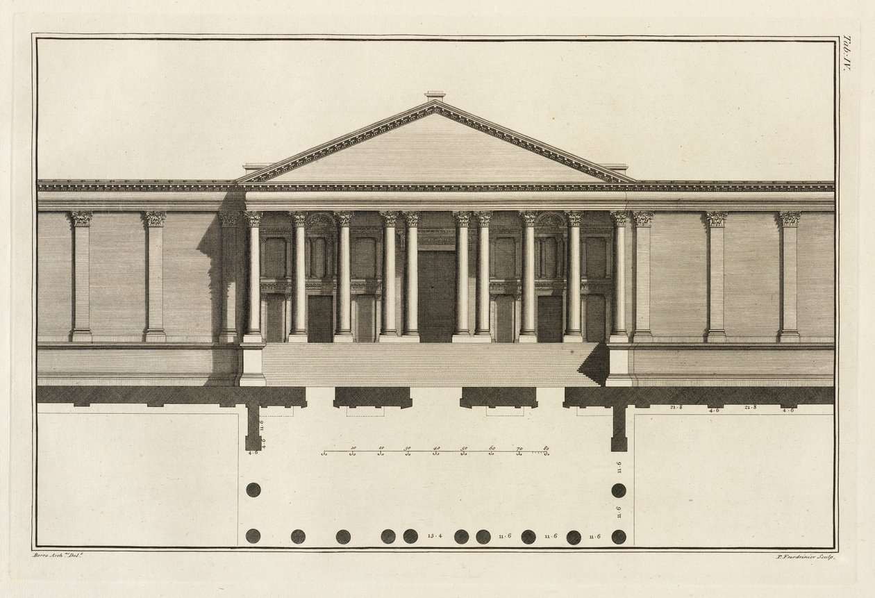 Aufrecht des Haupteingangs zum Tempelhof, 1753 von Giovanni Battista Borra