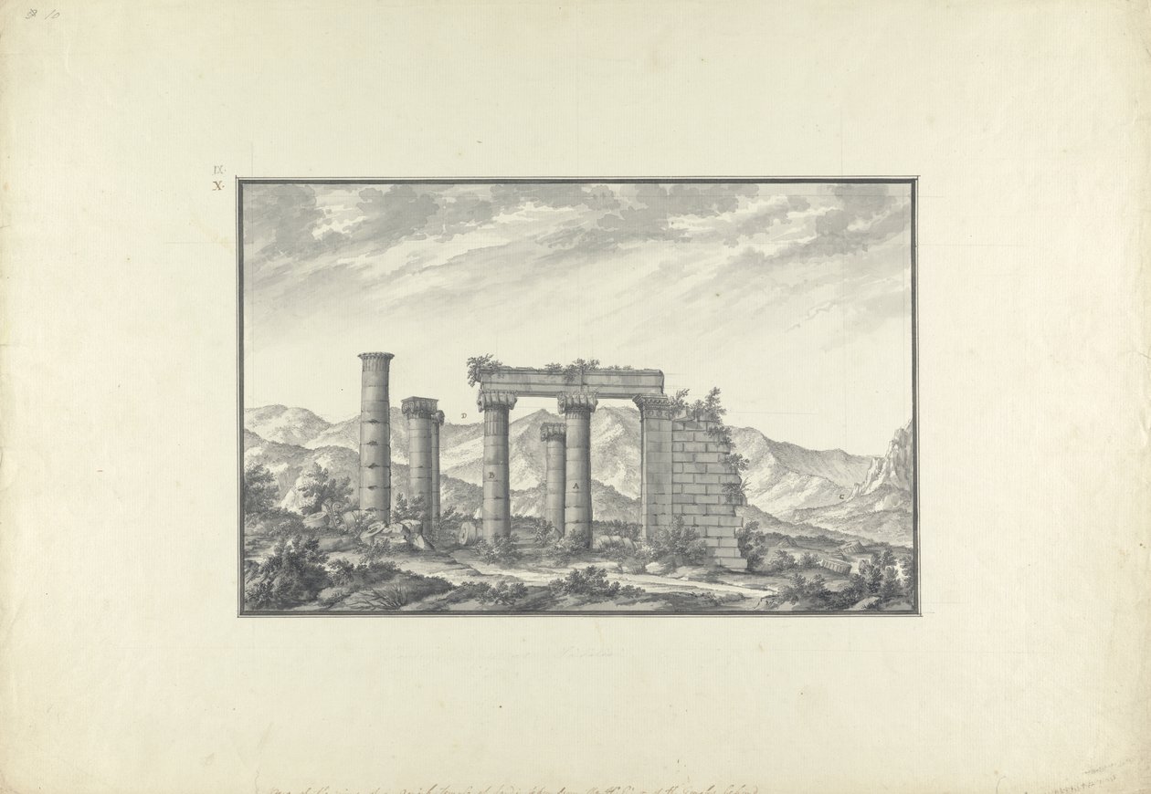 Ansicht der Ruinen eines ionischen Tempels in Sardis, wahrscheinlich der Tempel des Neptun von Giovanni Battista Borra
