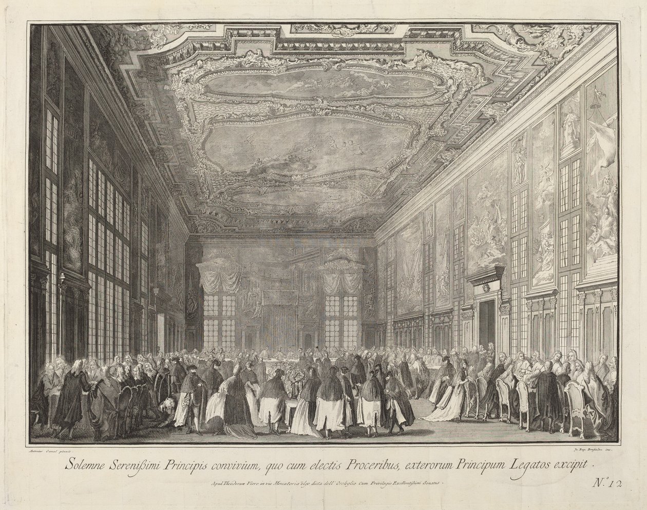 Der Doge bewirtet ausländische Botschafter bei einem Bankett von Giovanni Battista Brustolon after Canaletto
