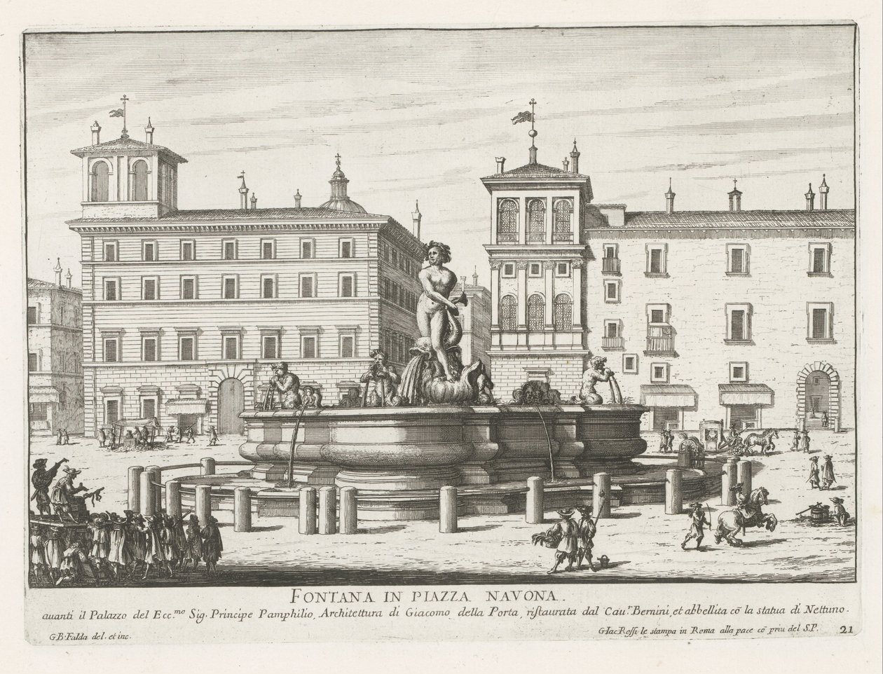 Fontana del Moro auf der Piazza Navona in Rom von Giovanni Battista Falda