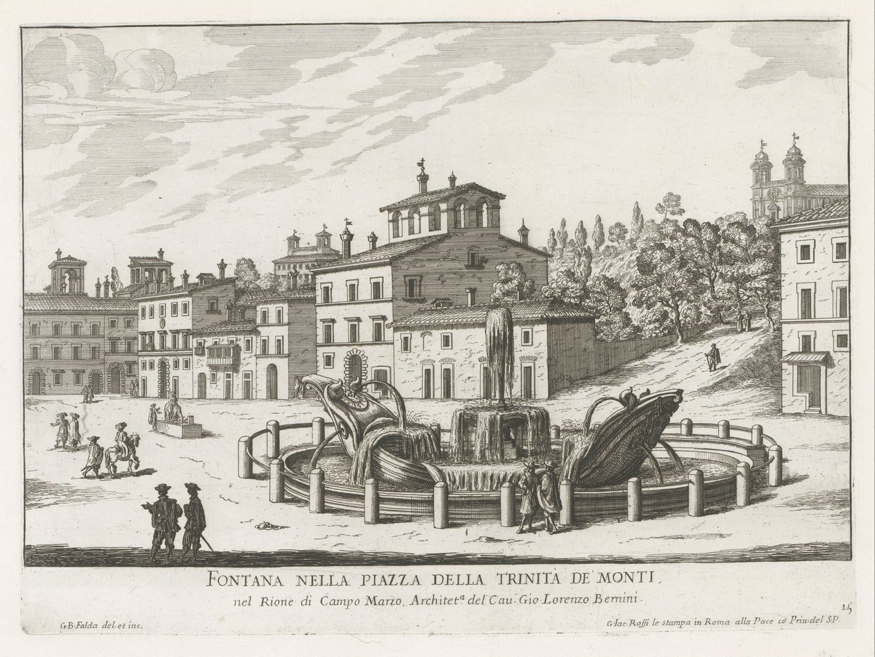 Fontana della Barcaccia auf der Piazza di Spagna in Rom von Giovanni Battista Falda
