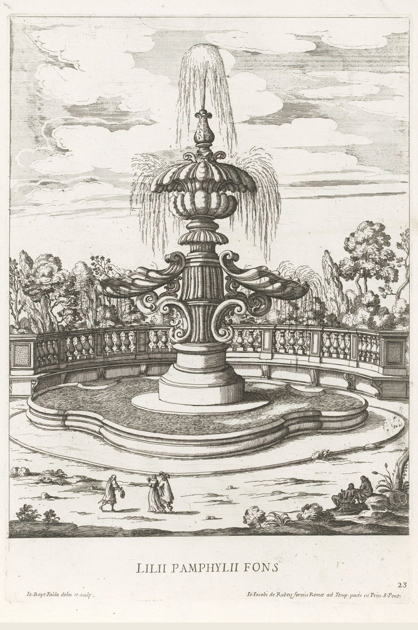 Fontäne in den Gärten der Villa Doria Pamphilj in Rom (Le fontane ne palazzi e ne giardini di Roma) von Giovanni Battista Falda