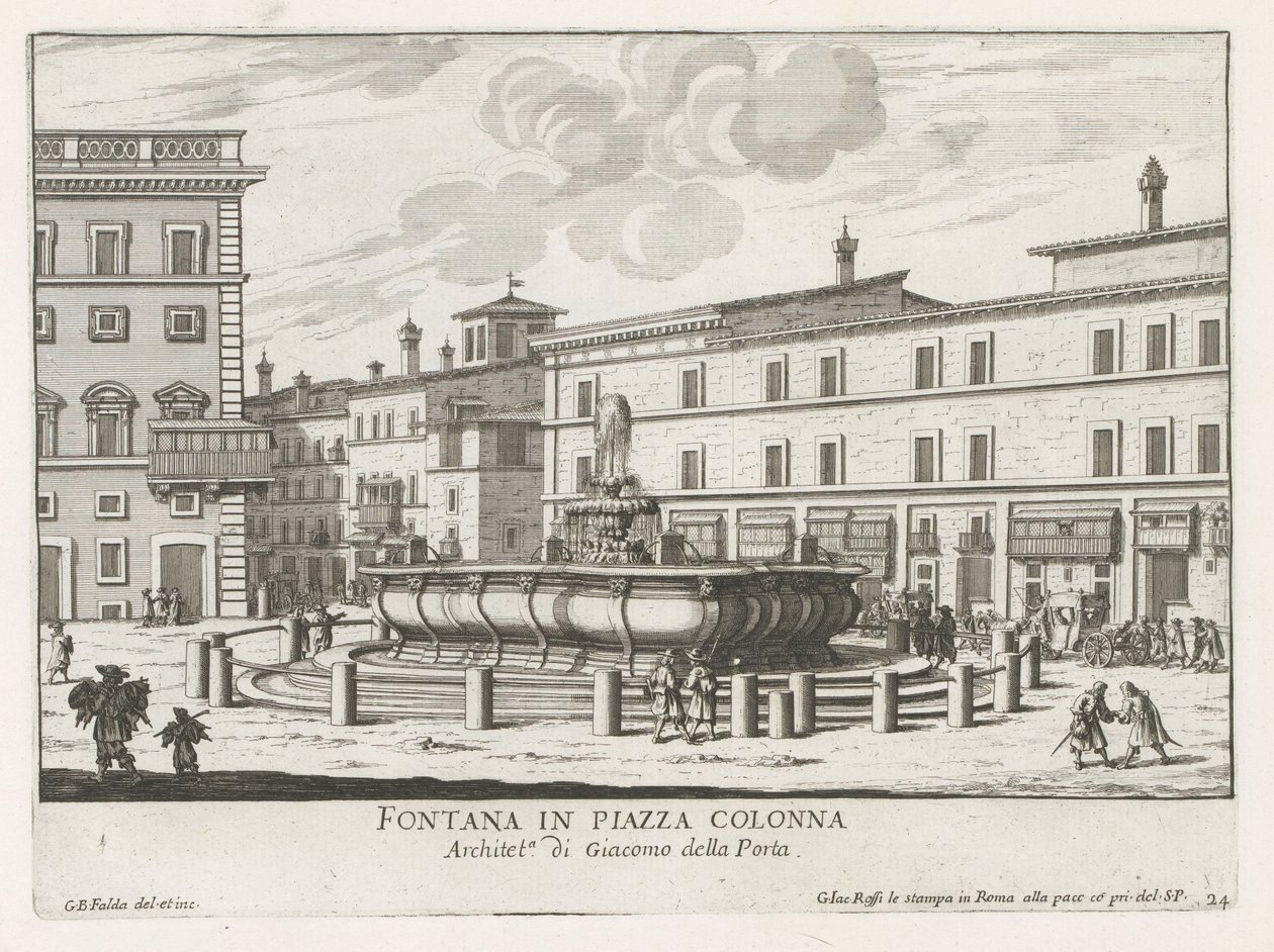Brunnen auf der Piazza Colonna in Rom von Giovanni Battista Falda