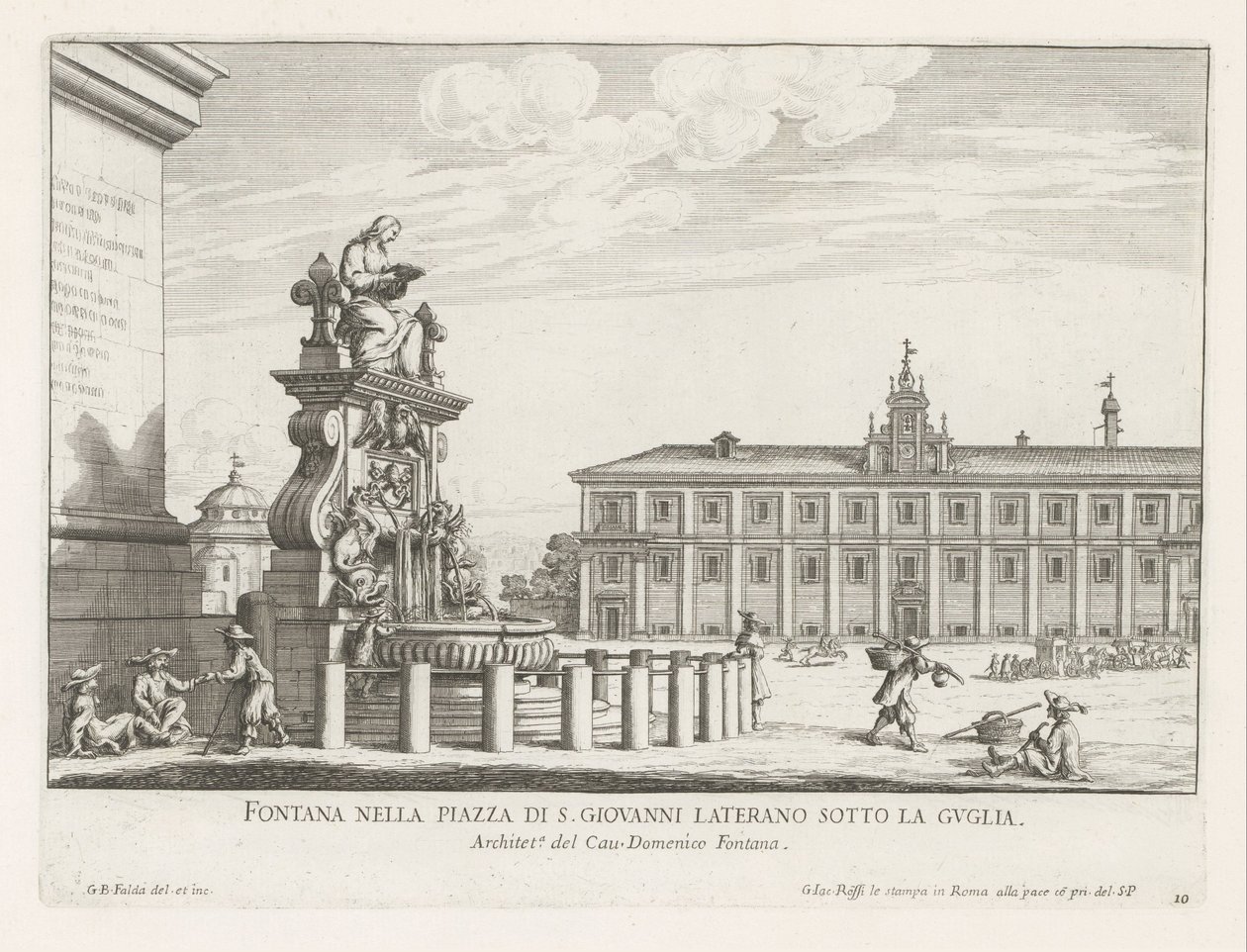 Brunnen auf der Piazza di San Giovanni in Laterano in Rom (Brunnen von Rom) von Giovanni Battista Falda