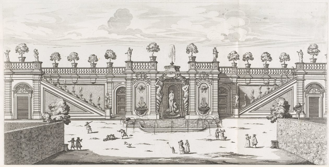 Fontein van Venus in den Gärten der Villa Doria Pamphilj in Rom von Giovanni Battista Falda