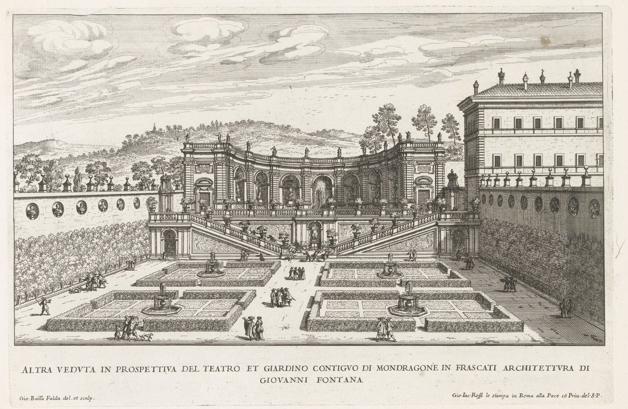 Gärten der Villa Mondragone in Frascati von Giovanni Battista Falda
