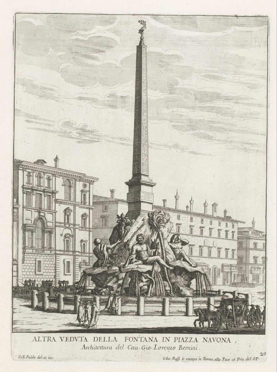 Vierströmebrunnen auf der Piazza Navona in Rom von Giovanni Battista Falda