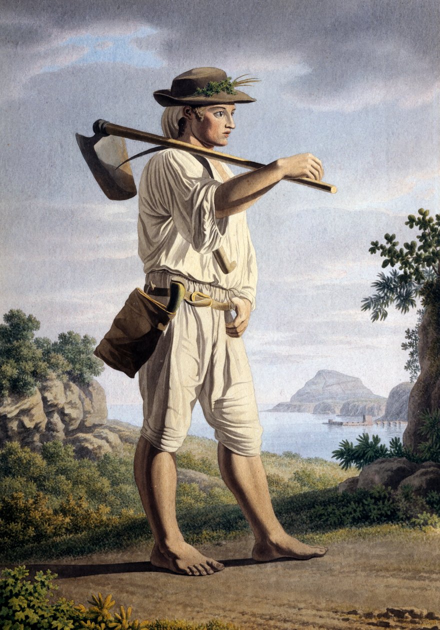 Bauer im Hintergrund von Campi Flegrei von Giovanni Battista Lusieri