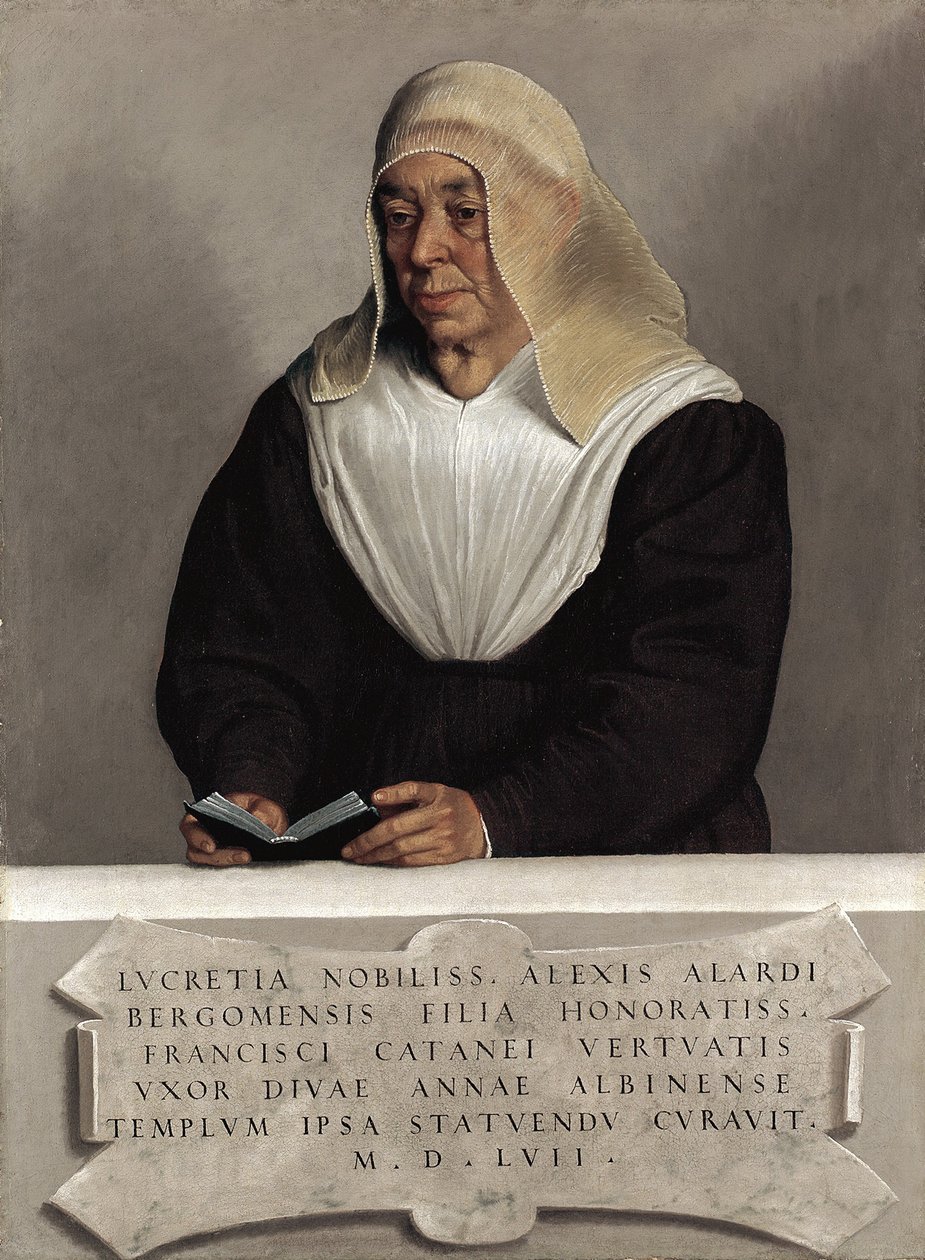 Die Äbtissin Lucrezia Vertova Agliardi, ca. 1557 von Giovanni Battista Moroni