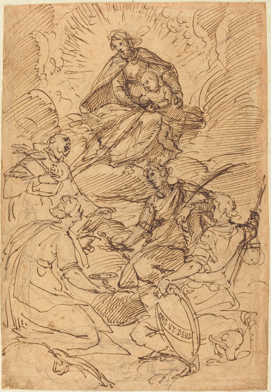 Die Madonna und das Kind in Herrlichkeit von Heiligen verehrt von Giovanni Battista Paggi