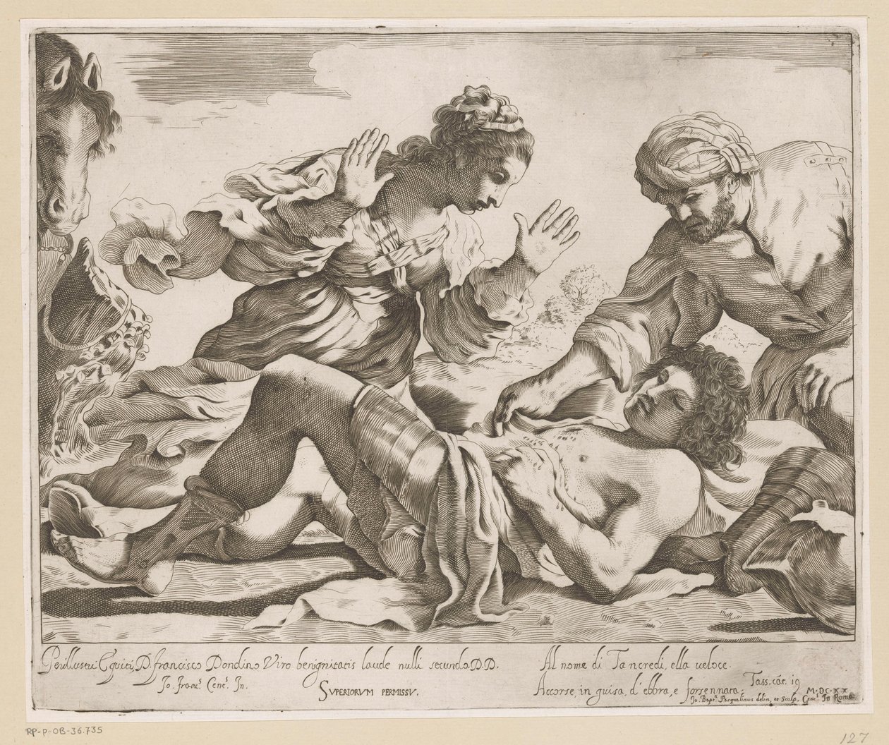 Erminia und Vafrino finden Tancredi von Giovanni Battista Pasqualini