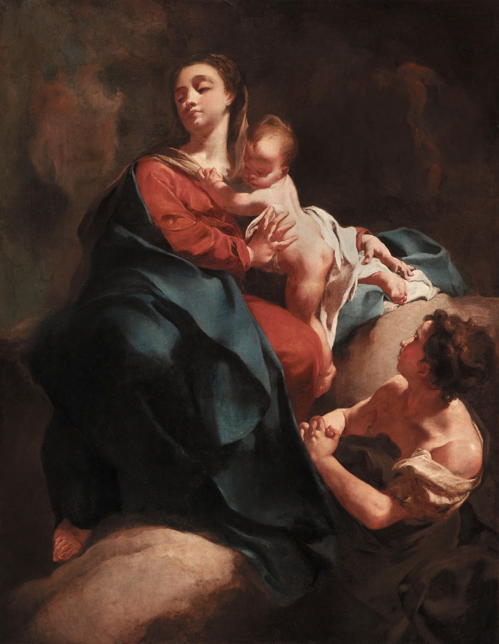 Madonna mit Kind und einer anbetenden Figur von Giovanni Battista Piazzetta