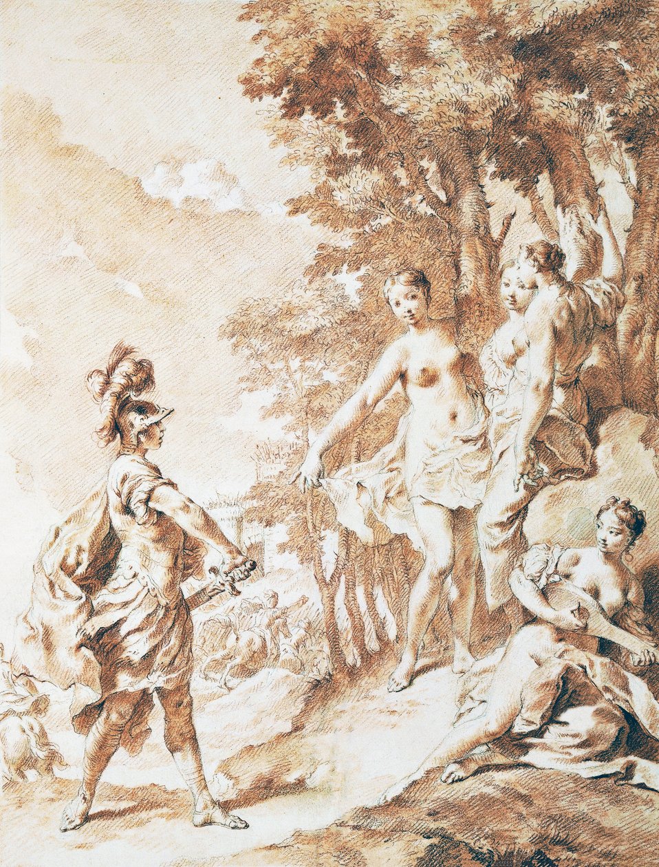 Tancredi an der Schwelle des verzauberten Waldes, Szene aus Das befreite Jerusalem von Torquato Tasso von Giovanni Battista Piazzetta