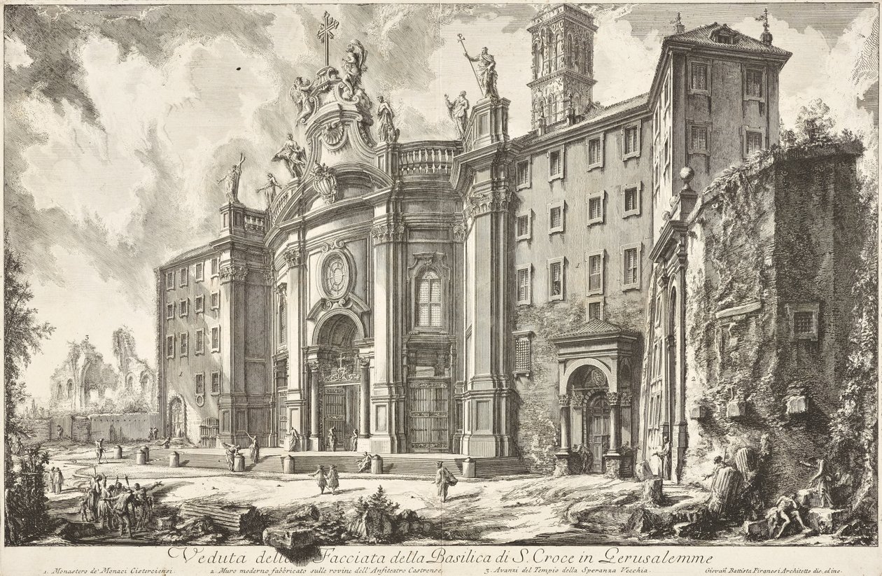 Ansicht der Fassade der Basilika S. Croce in Gerusalemme von Giovanni Battista Piranesi