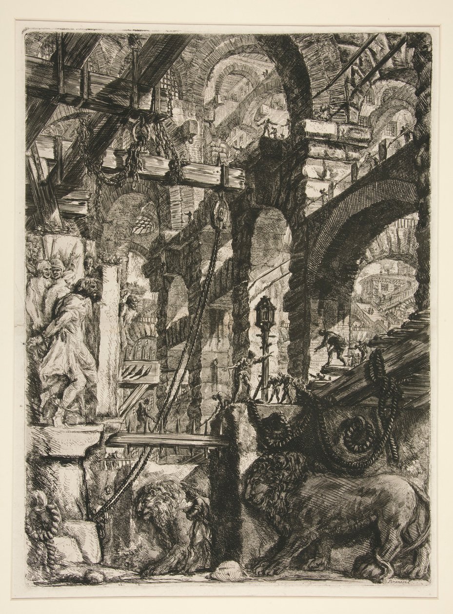 Carceri, V: Die Löwen-Reliefs von Giovanni-Battista Piranesi
