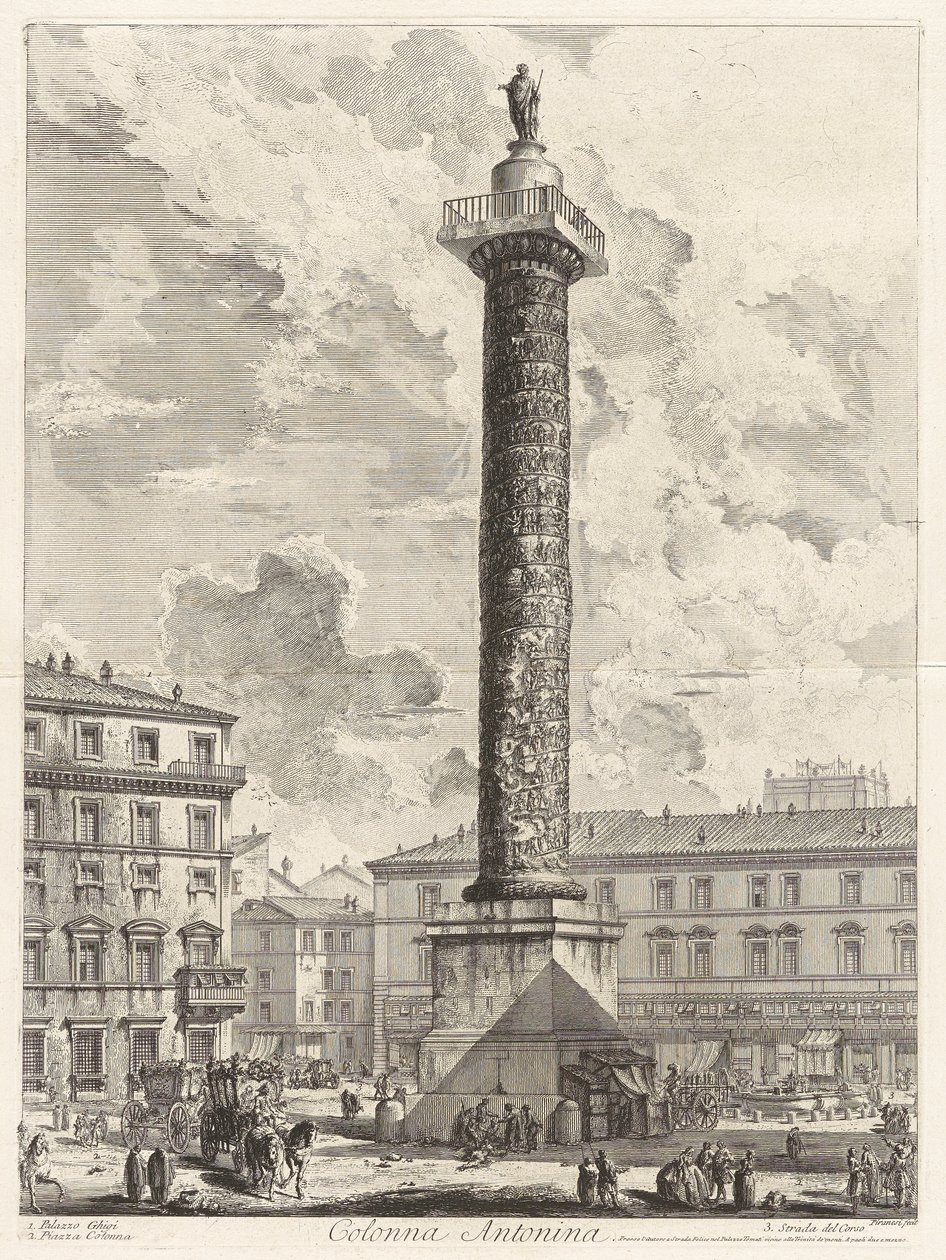 Colonna Antonina (Die Säule des Marcus Aurelius), aus Vedute di Roma (Ansichten von Rom) von Giovanni Battista Piranesi