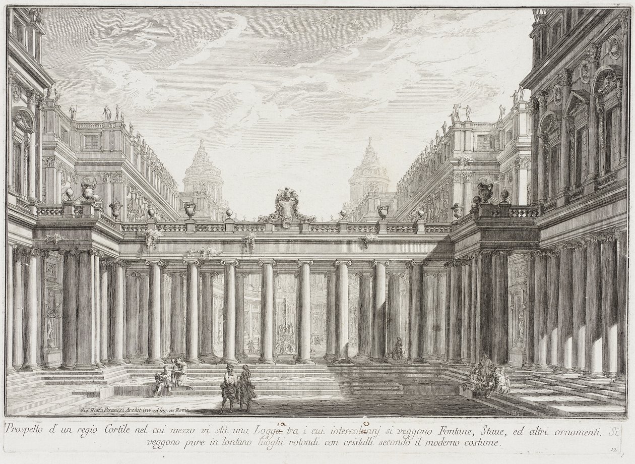 Von Säulengängen umgebener Innenhof von Giovanni Battista Piranesi