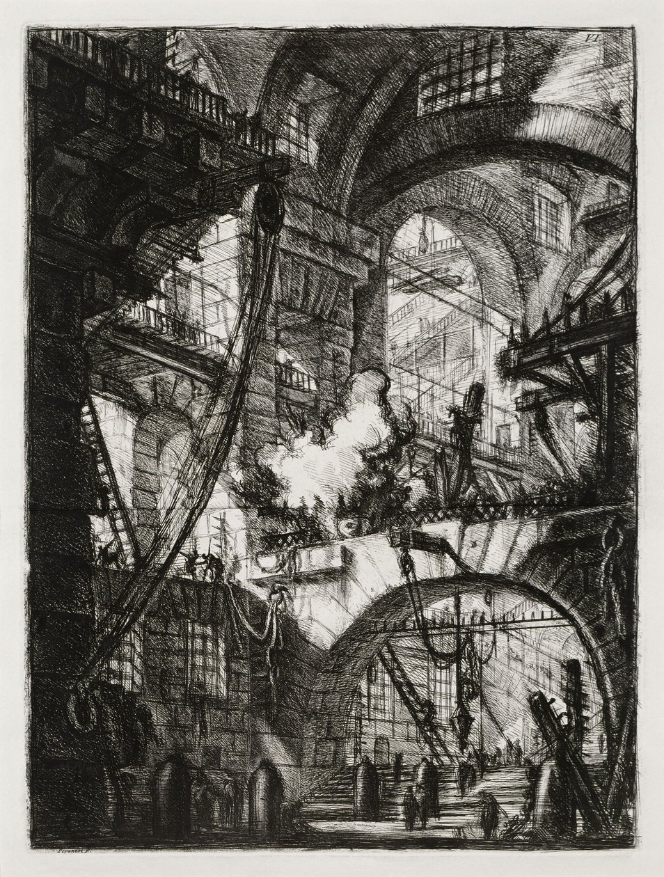 Das rauchende Feuer (Blatt 6 in: Carceri d