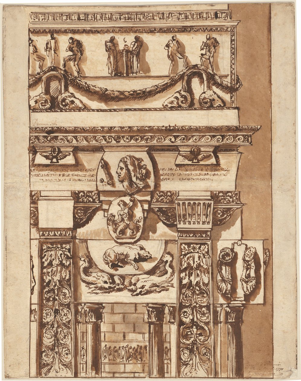 Fantasie einer Fassade mit bizarren Ornamenten von Giovanni Battista Piranesi