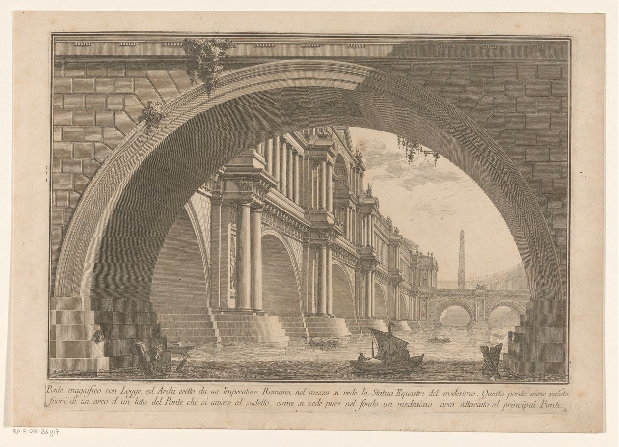 Ansicht einer Brücke mit Bögen und Loggien von Giovanni Battista Piranesi