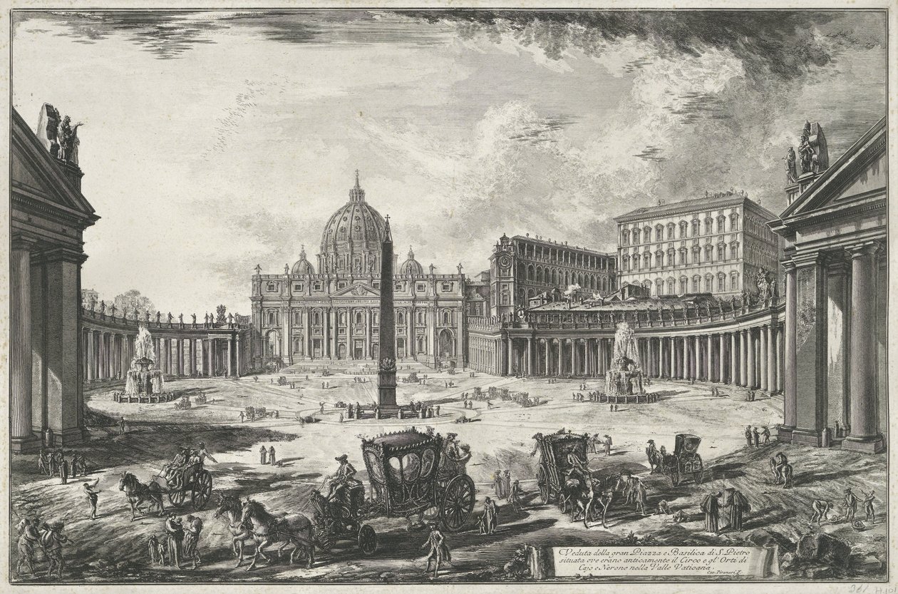 Ansicht des Petersplatzes mit dem Petersdom in der Vatikanstadt von Giovanni Battista Piranesi