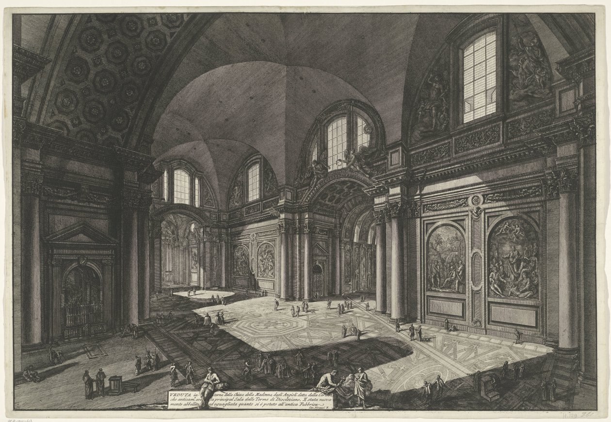 Innenansicht der Santa Maria degli Angeli e dei Martiri in Rom von Giovanni-Battista Piranesi