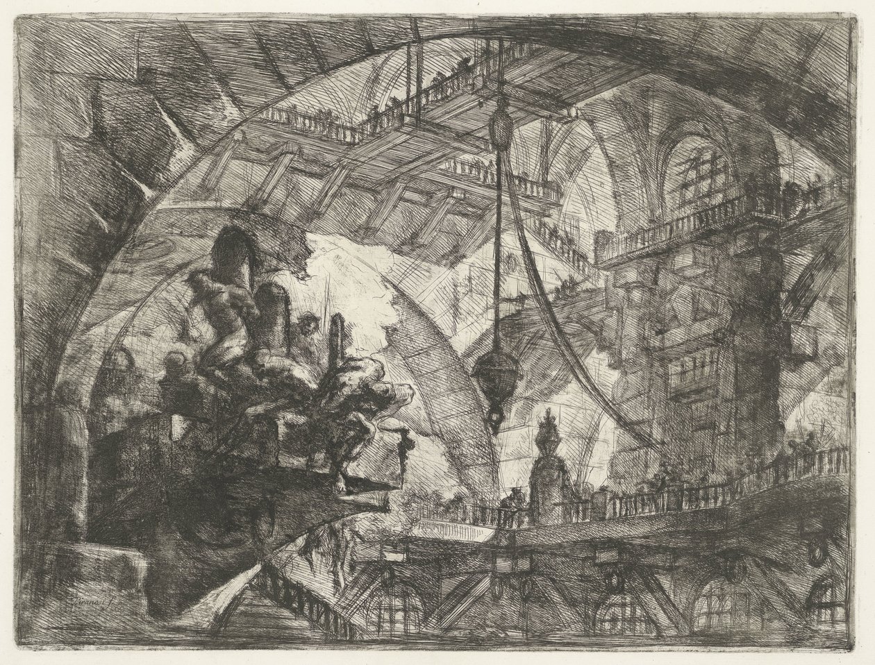 Kerker mit Gefangenen auf herausragender Plattform (Kerker) von Giovanni Battista Piranesi