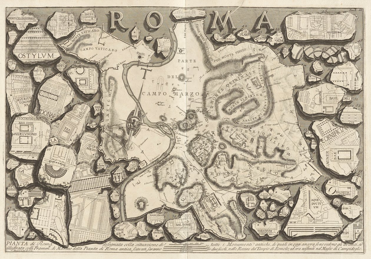 Pianta de Roma disegnata colla situazione di tutti i monumenti antichi von Giovanni Battista Piranesi