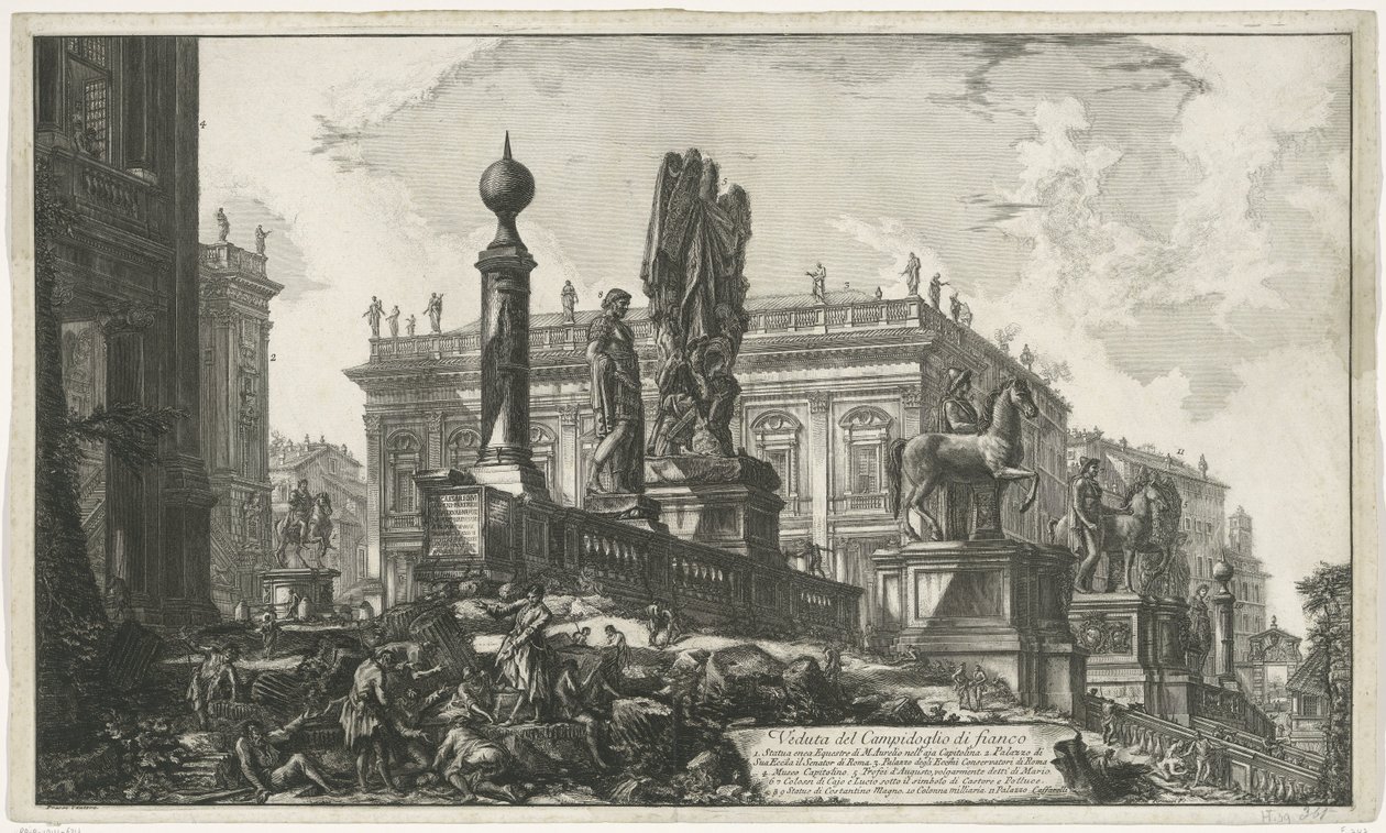 Piazza del Campidoglio von links gesehen von Giovanni Battista Piranesi