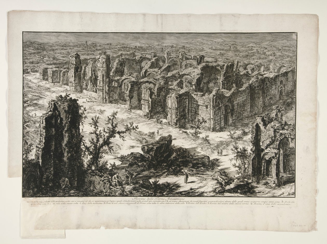 Ruinen der Antoninischen Thermen, aus Vedute di Roma von Giovanni Battista Piranesi
