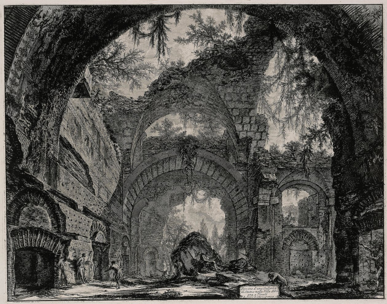 Ruinen einer Statuengalerie in der Villa Hadrians bei Tivoli (aus: Vedute di Roma) von Giovanni Battista Piranesi