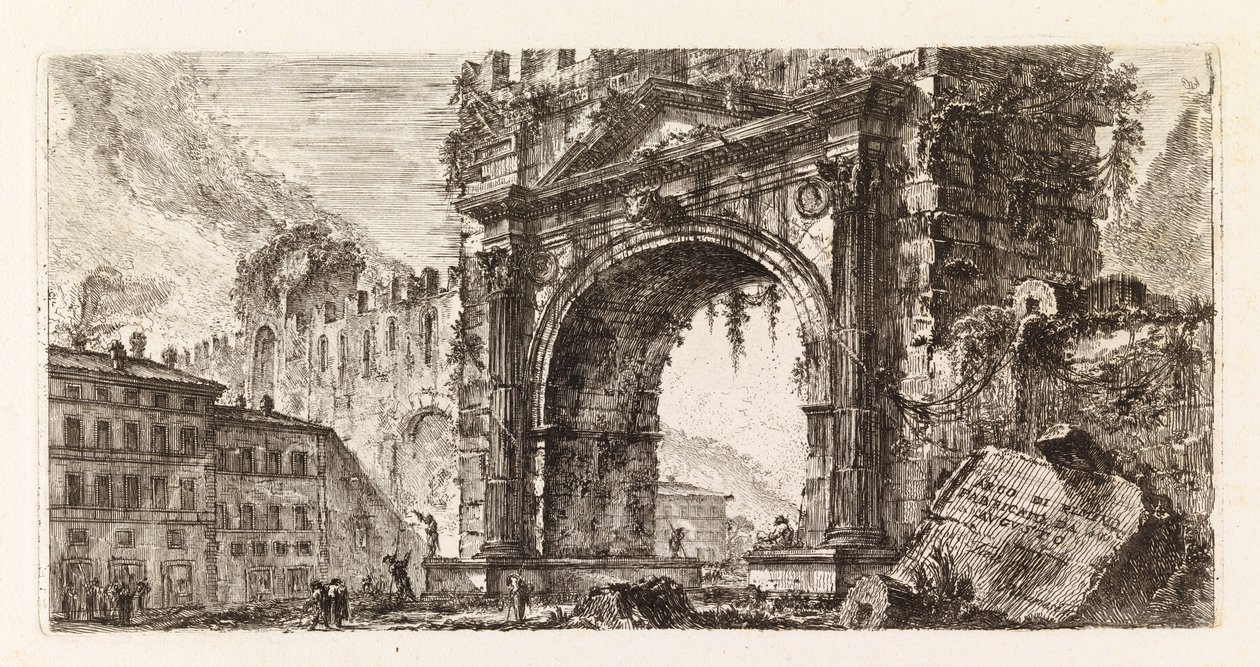 Der Augustusbogen in Rimini, aus der Reihe „Einige Ansichten von Triumphbögen und anderen Denkmälern“ von Giovanni Battista Piranesi
