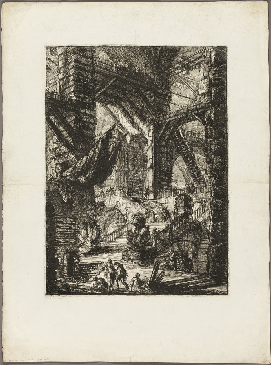 Die Treppe mit Trophäen, Platte 8 aus Imaginäre Gefängnisse von Giovanni Battista Piranesi