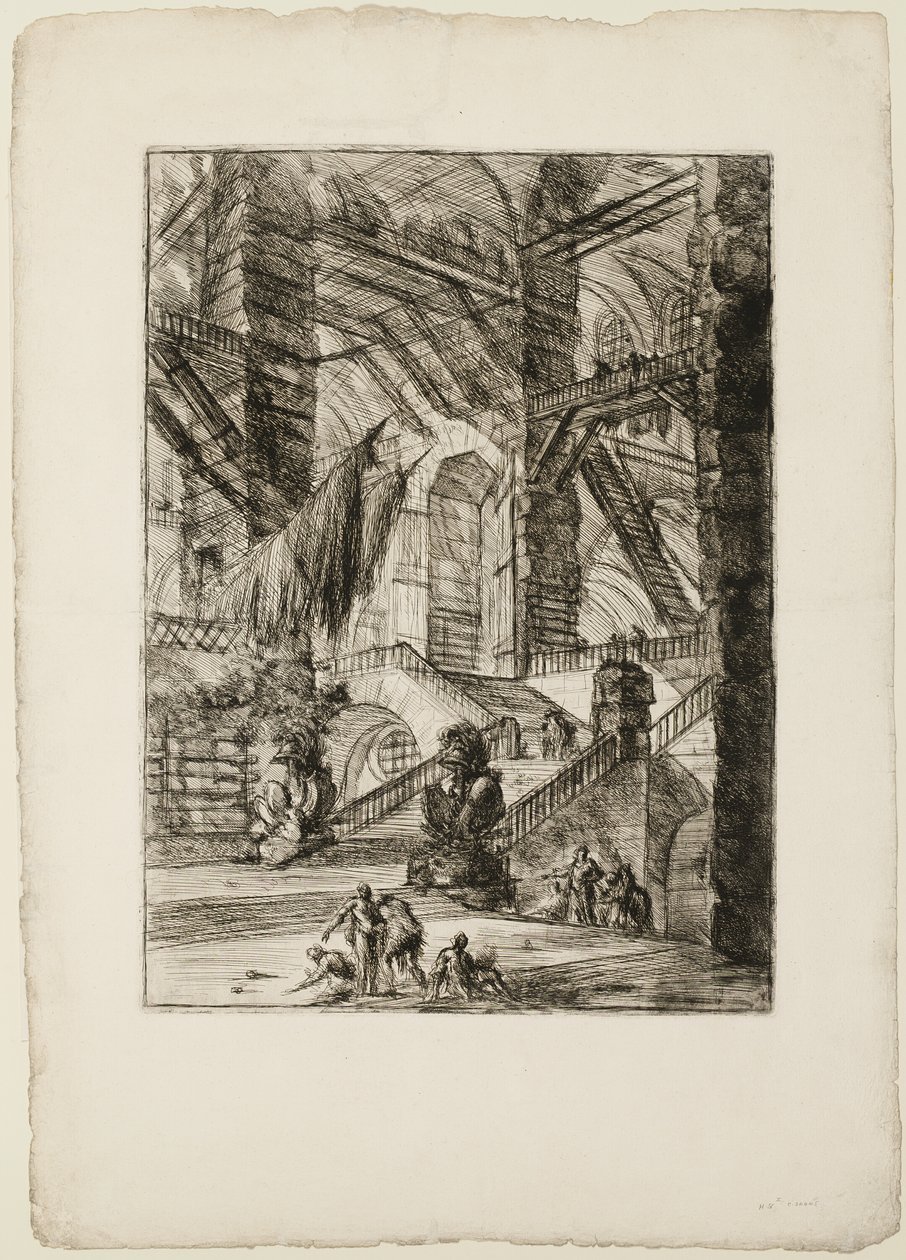 Die Treppe mit Trophäen, Platte 8 aus Imaginary Prisons von Giovanni Battista Piranesi