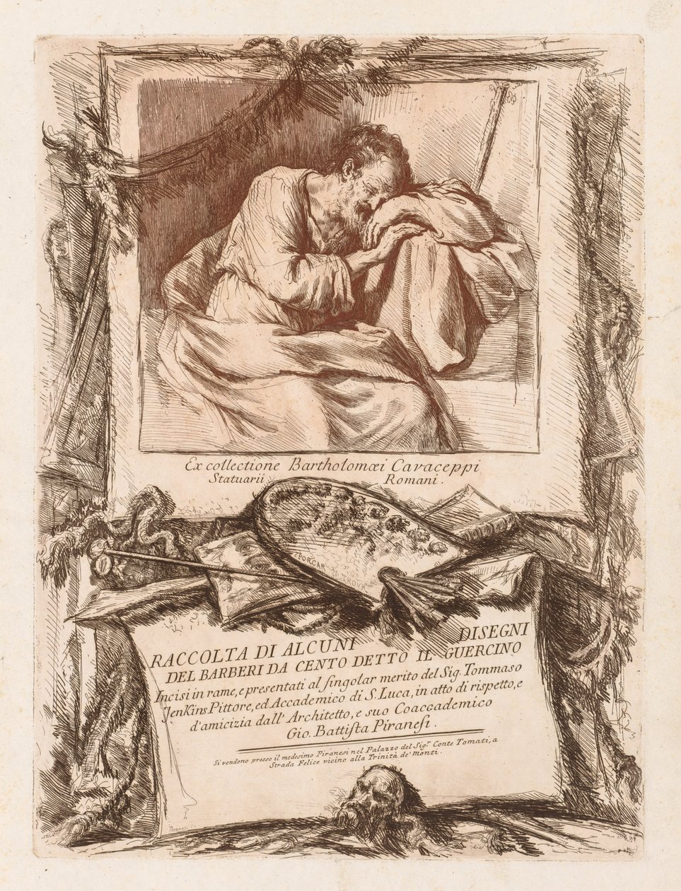 Titelseite von Raccolta di alcuni disegni del Barberi da Cento Ietto il Gerucino, 1764 von Giovanni Battista Piranesi