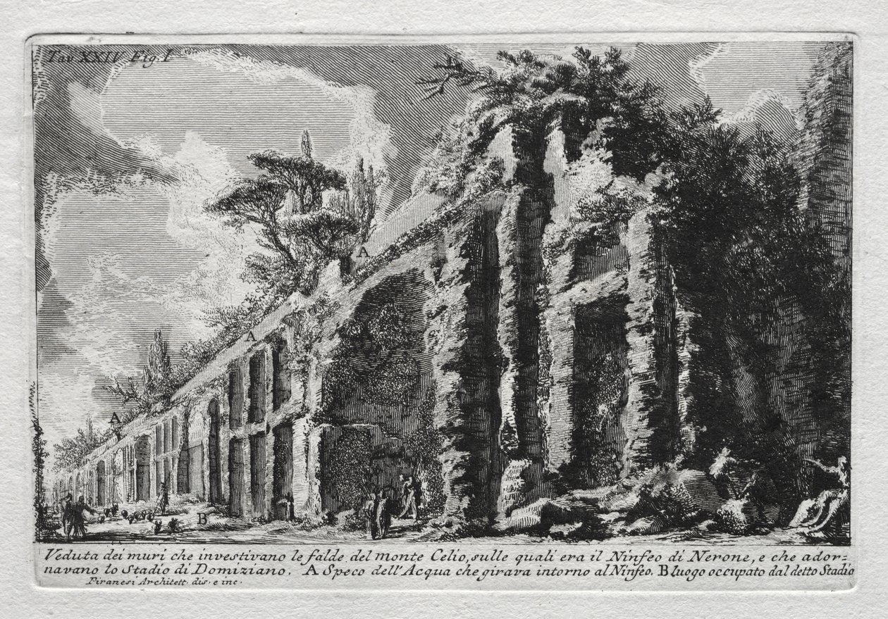 Veduta dei muri che investivano le falde del Monte Celio von Giovanni Battista Piranesi