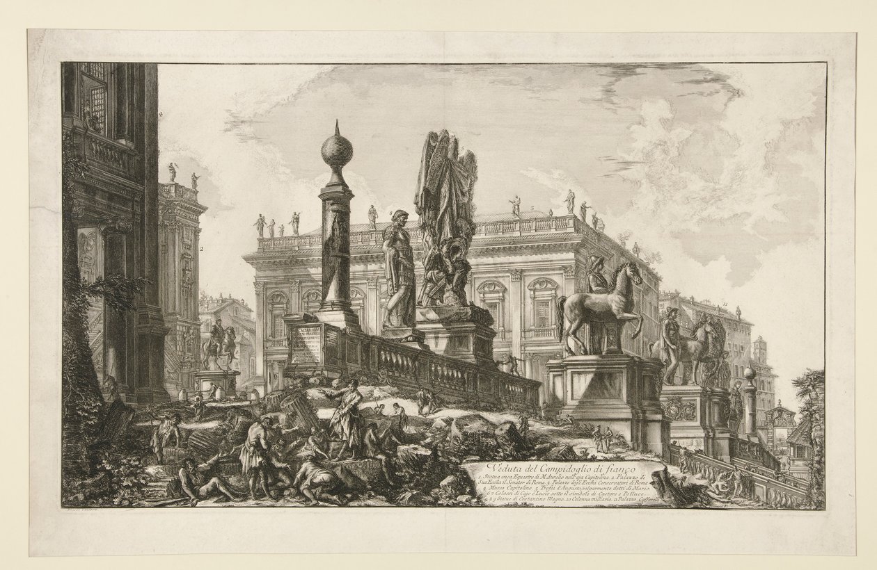Veduta del Campidoglio di fianco (Ansicht des Kapitols von der Seite), aus Vedute di Roma von Giovanni Battista Piranesi